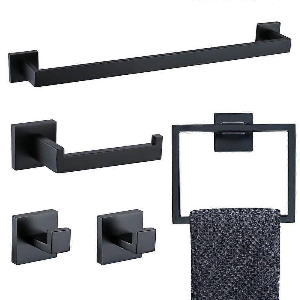 Bathroom Hardware Set 5 Piece Matte Black Accessories, Modern RustResistant Stainless Steel