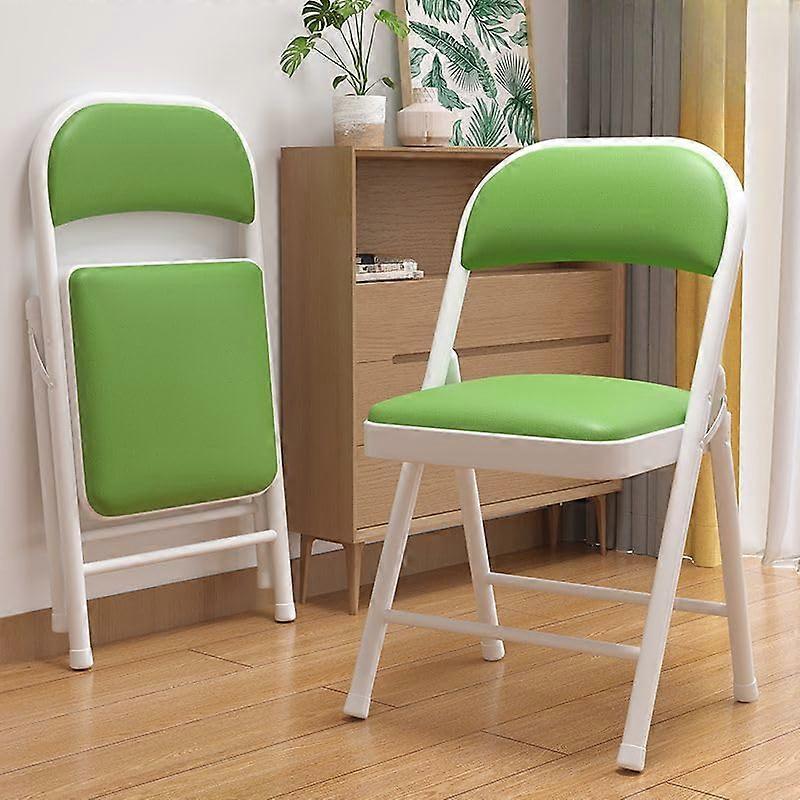 Folding Conference Chair Armless Stackable Guest Seating with Back for Office or Home White Green