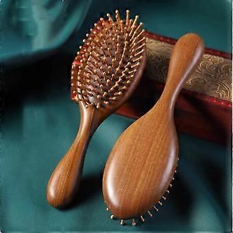 Wooden Hair Brush Set with Air Cushion, Golden Sandalwood Scalp Massage Comb, 2pcs