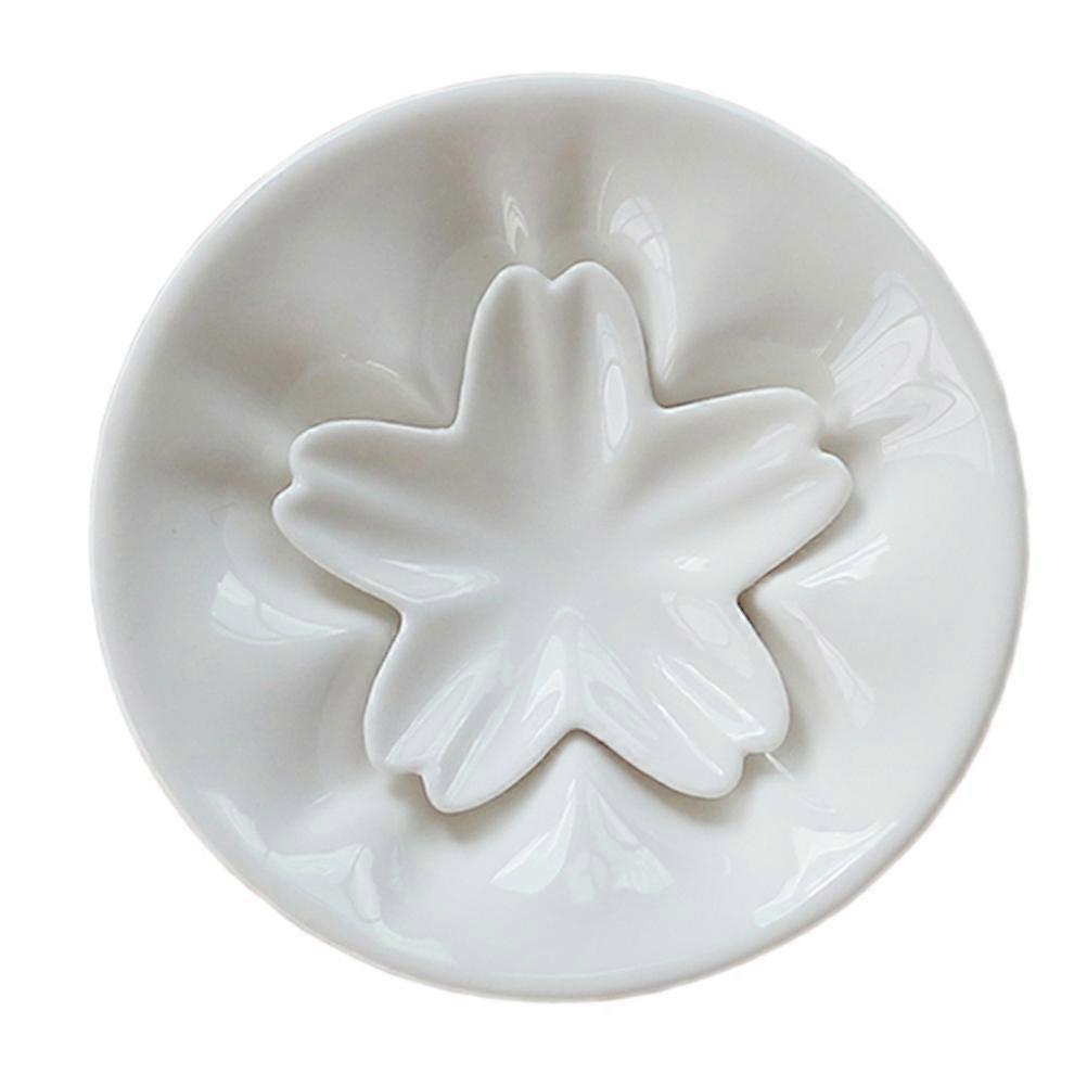 White Ceramic Sauce Plate Set for Home 2Pcs Condiment Dipping Plates