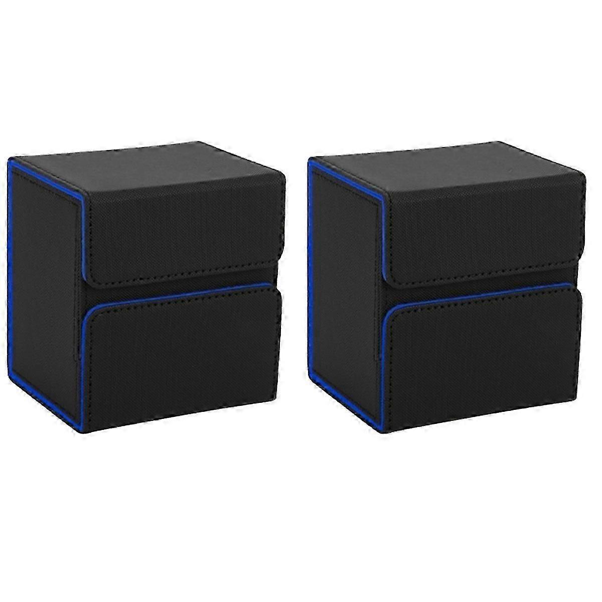 Tabletop Game Portable Storage Box, Card Protector, Large Capacity Storage Box Black+Blue