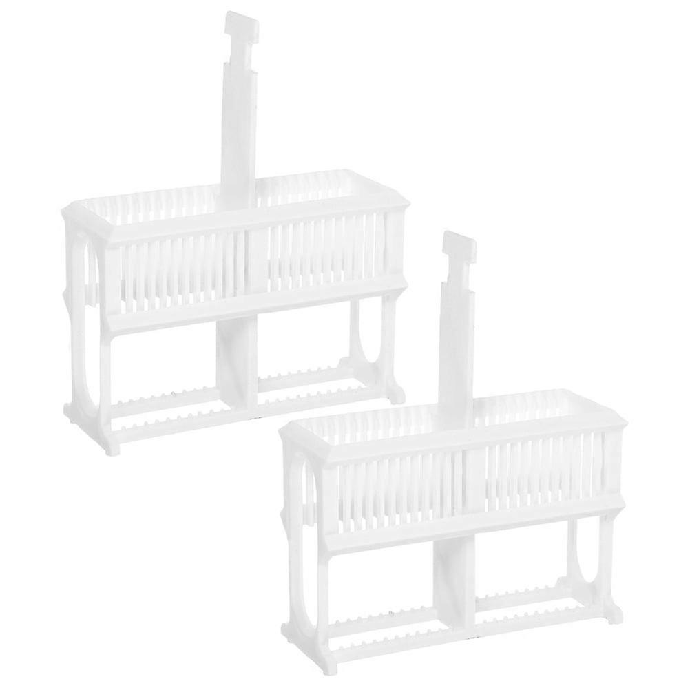 2 Pcs Microscope Slides Staining Holder Laboratory Rack White