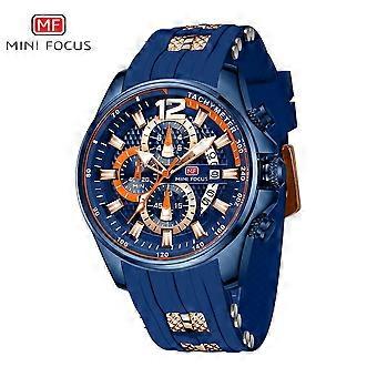 Relógio de pulso masculino esportivo e moderno (cronógrafo/à prova d'água/luminoso/calendário) com pulseira de silicone e mecanismo de quartzo.