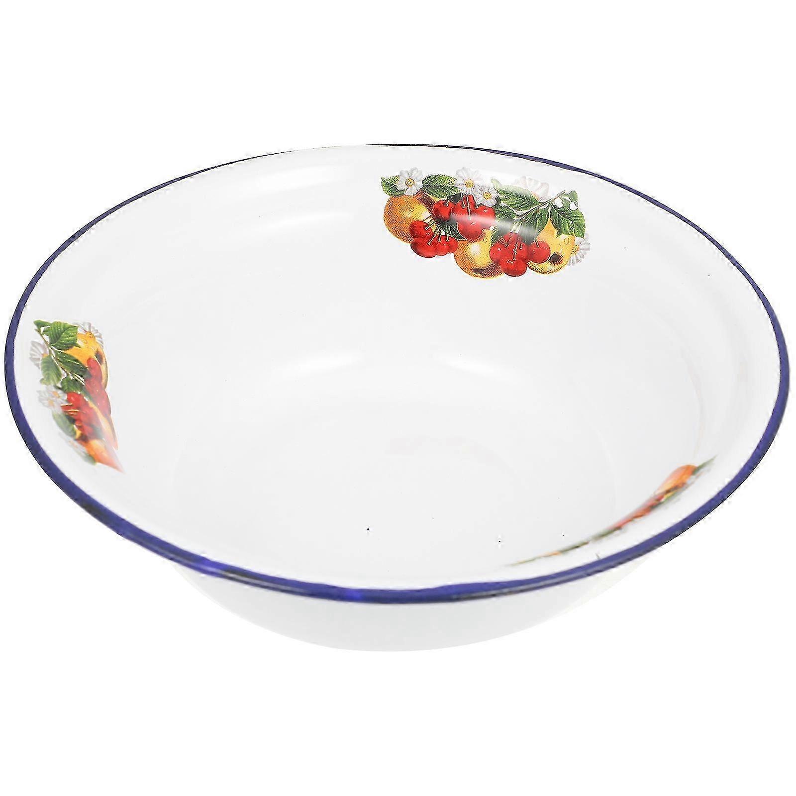 Retro Thickened Enamel Multi functional Soup Basin Random Style Storage Container
