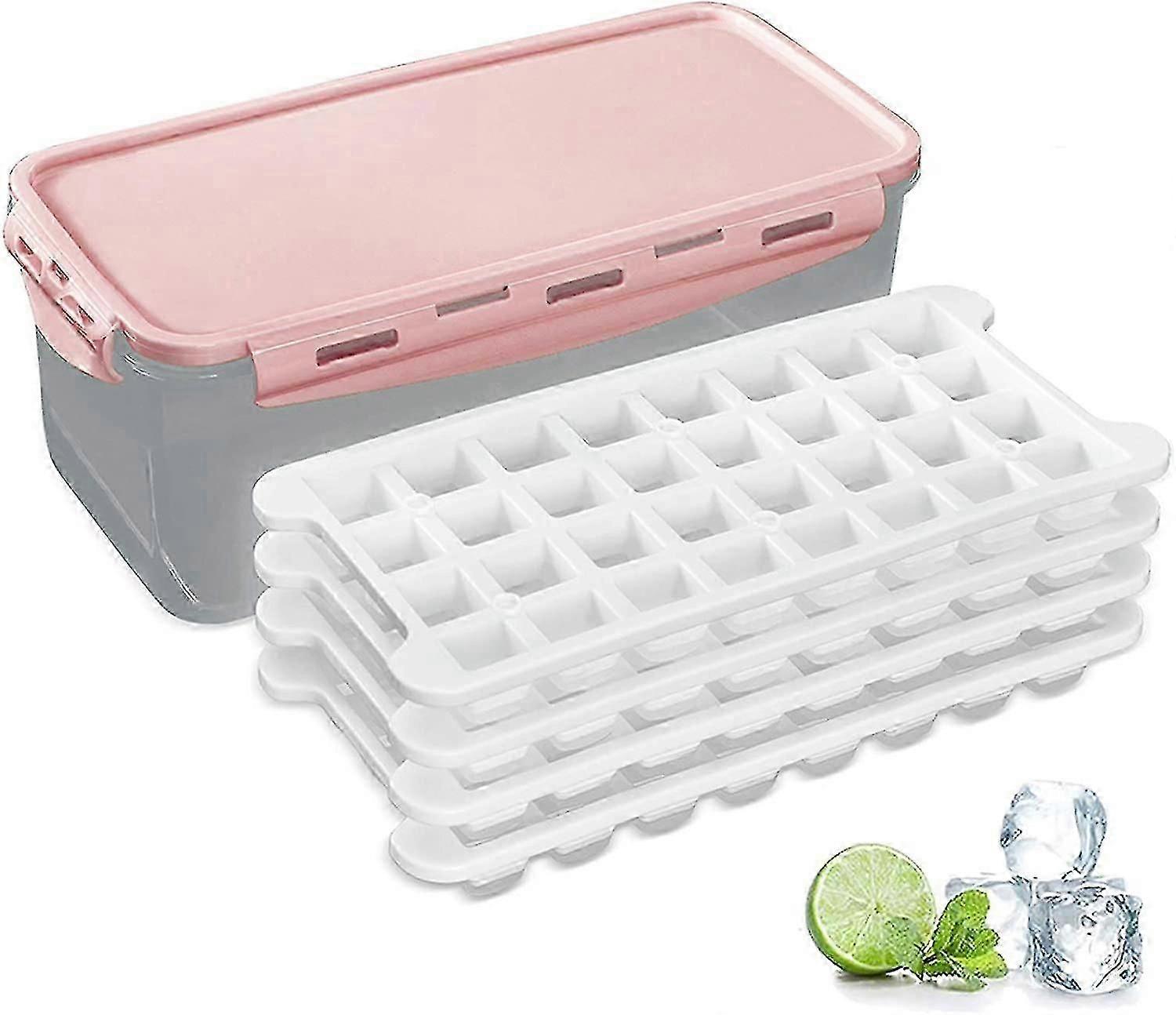 Silicone ice cube bin and ice cube trays storage container set