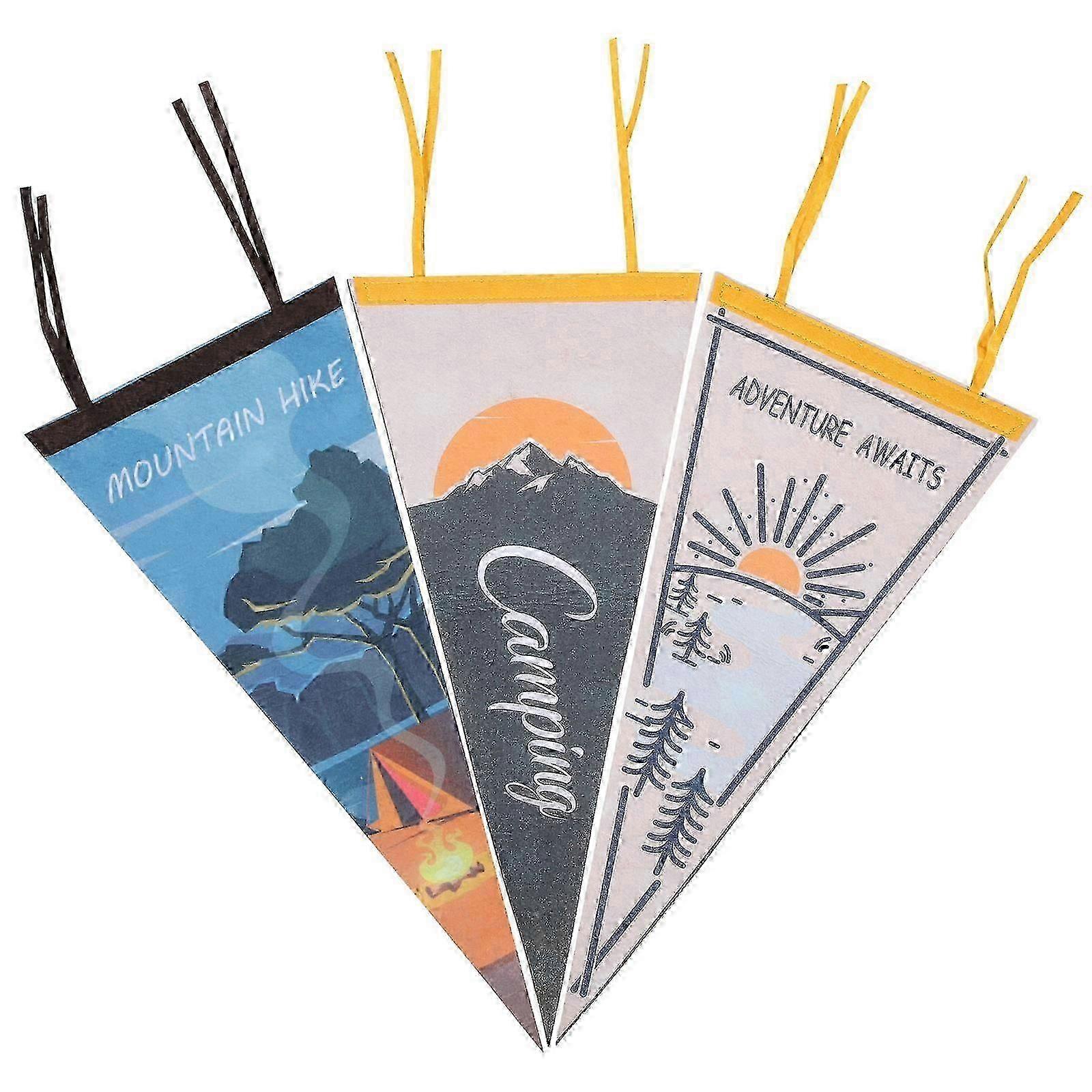 Camping Flag Felt Triangle Flags for Decor 3Pcs Outdoor Camping Flags