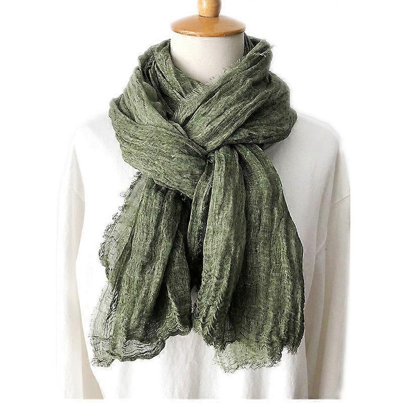 Sciarpe in cotone e lino Sciarpe da donna da uomo Scialli-Verde