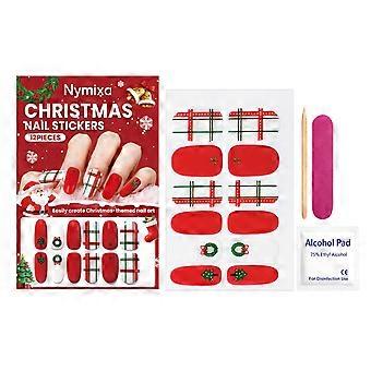 2pcsChristmas Style Soft Gel Nail Sticker Set, DIY Creative Easy - Apply Festival Nail Art Decoration Set