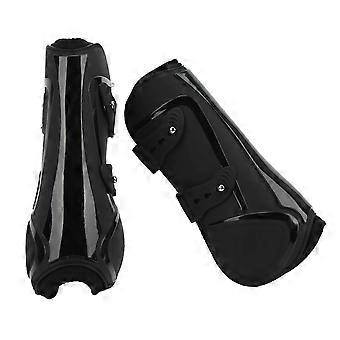 Horse Leg Boots PU Shell Elastic Neoprene Secure Horse Leg Guard for Tendon Blood VesselsBlack Front Legs XL