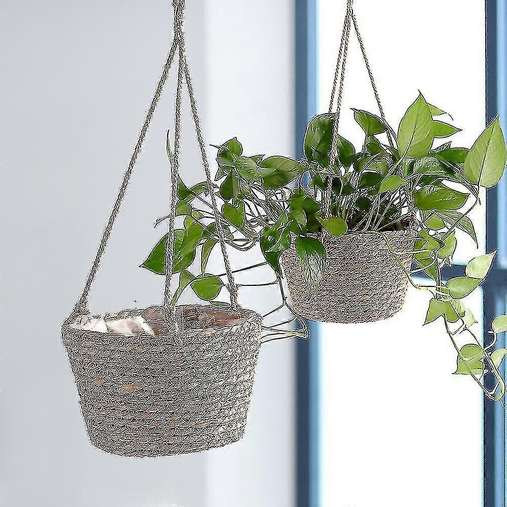 Planta H Interior Suspensório Cesta Mão Tecida Flor H