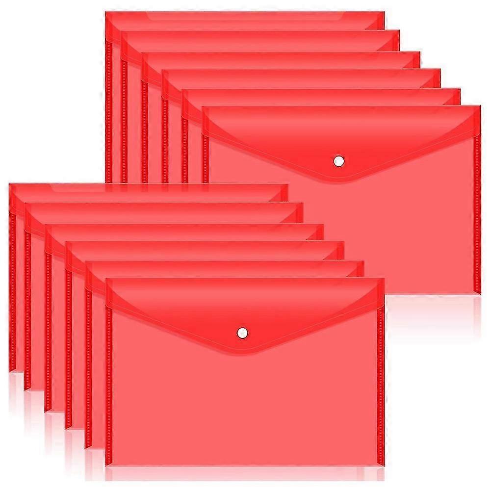 12Pcs Plastic Document Envelopes with Snap Closure for A4 Size Documents, Polyethylene Folders for