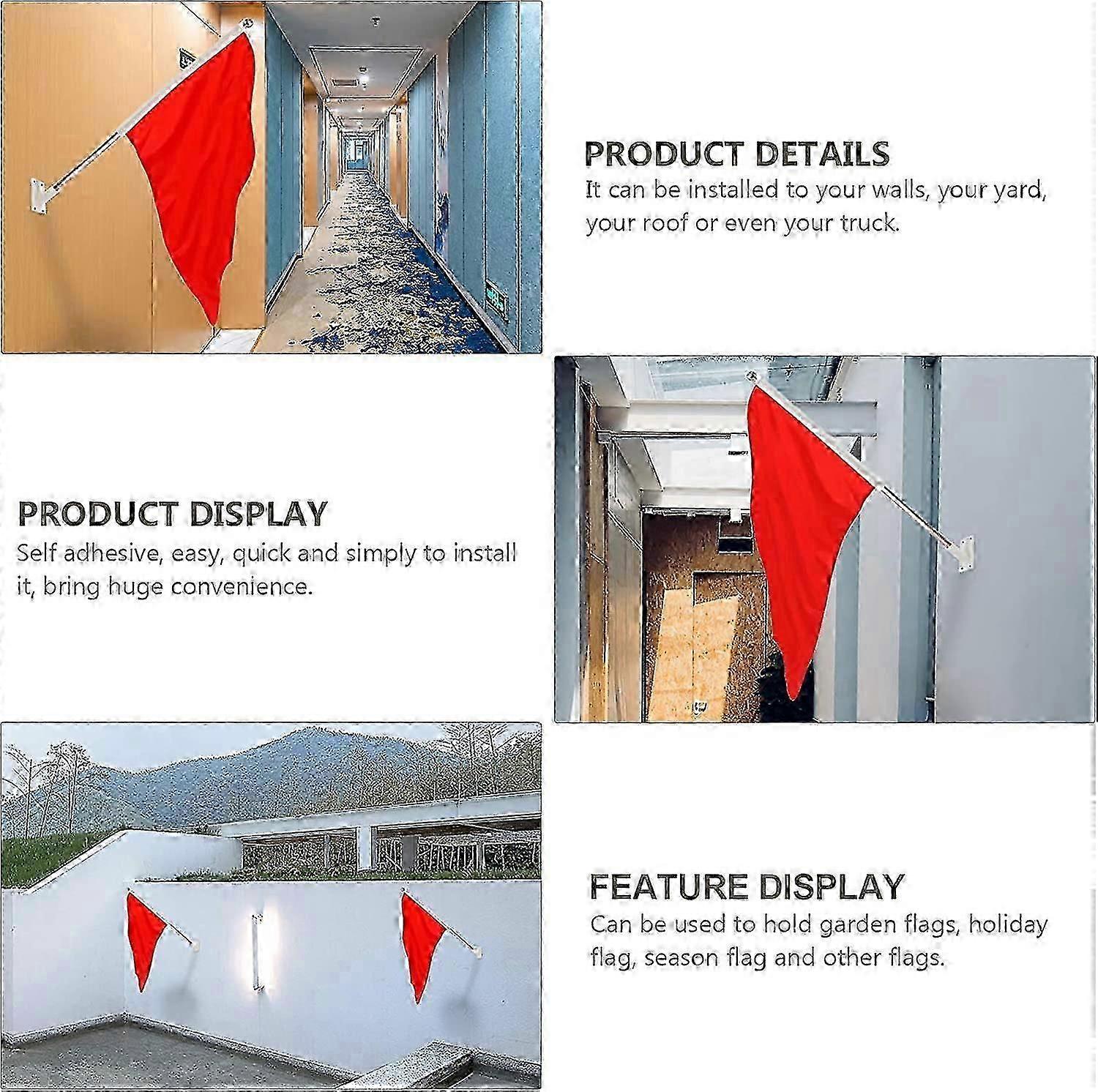 2Pcs Wall Mount Flag Pole Holder Stand, Flag Pole Mounting Bracket Flag Holder