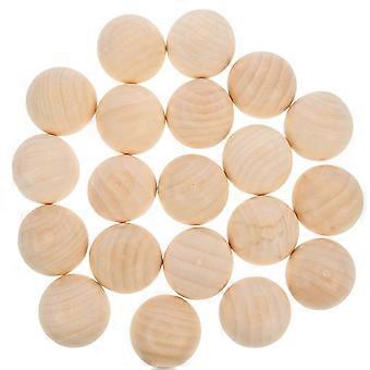 20pcs Unfinished Half Wooden Balls Mini Hemisphere Half Craft Balls for DIY Projects Kids Arts and Craft Supplies (Light Yellow 40mm)