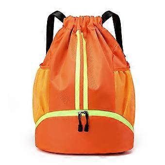 Dww-Sac Dos Cordon de Serrage tanche Orange Sac Gym avec Compartiment Chaussure y Poche Humide Impermable Sac Piscine pour Sport Voyage Weekend Footb