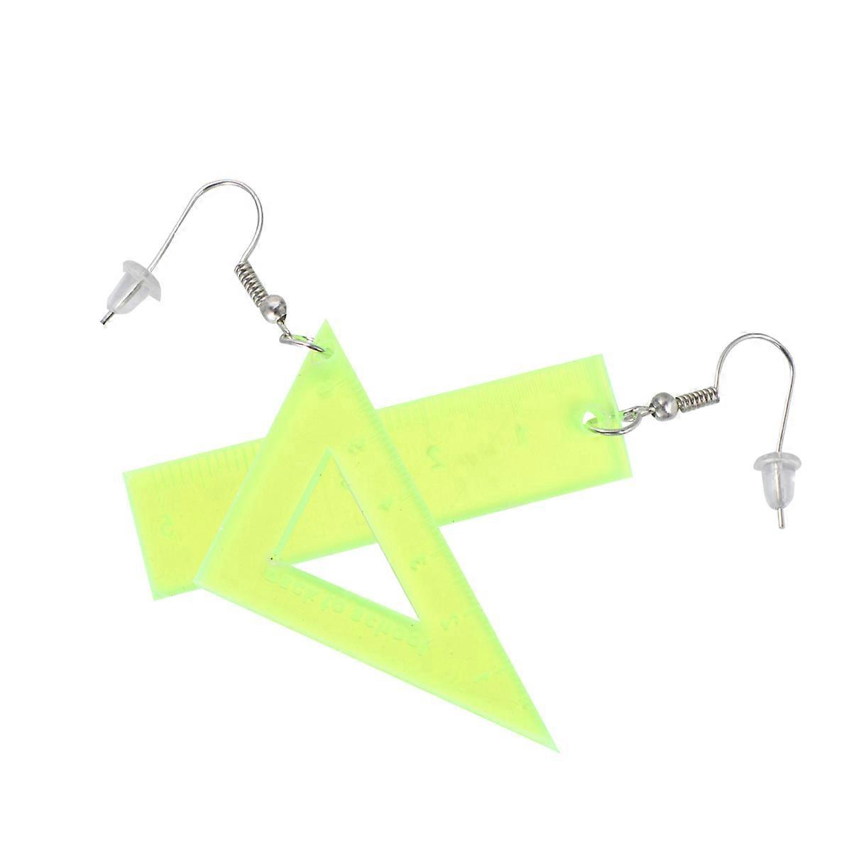 1Pair Yellow Triangular Rule Earrings Creative Design for Decoration