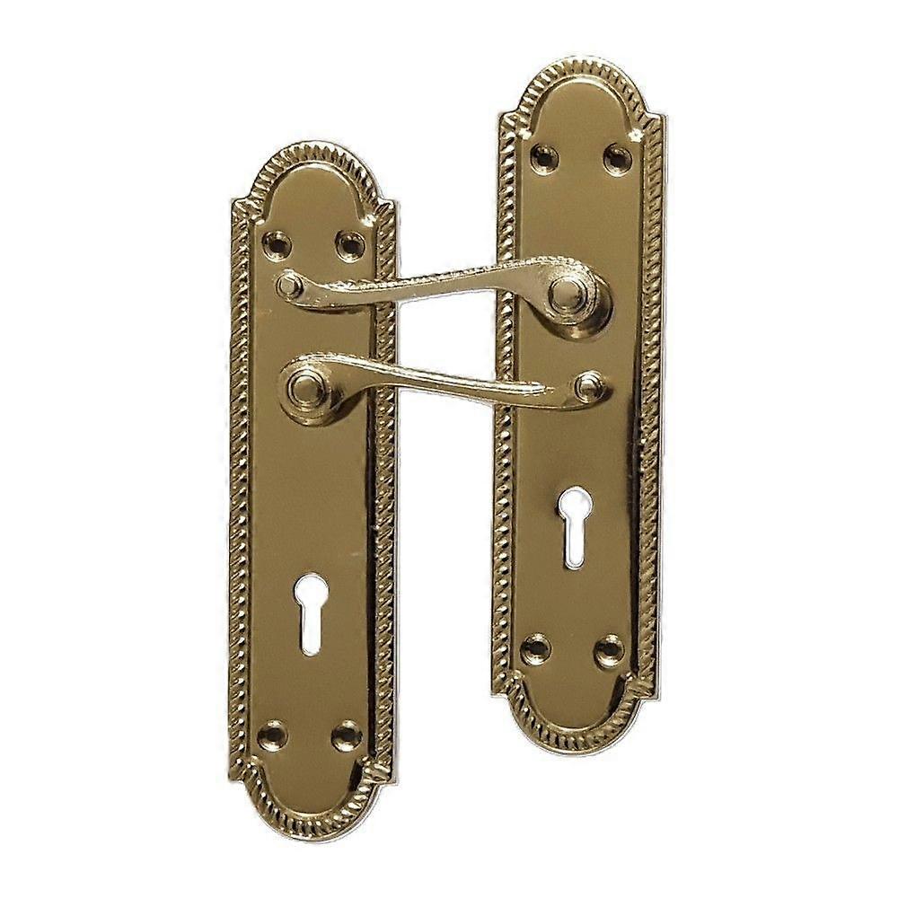 Gable Plate Scroll Handle Keyhole Solid Brass