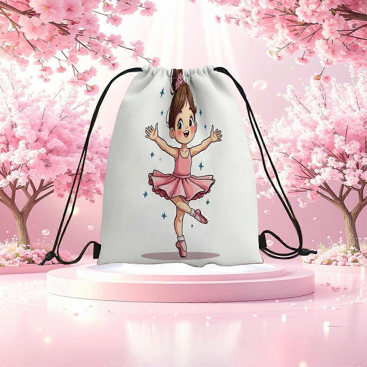 2D Flat Drawstring Bag, Ballet Dancer Dance Style Single Piece-Cqazw