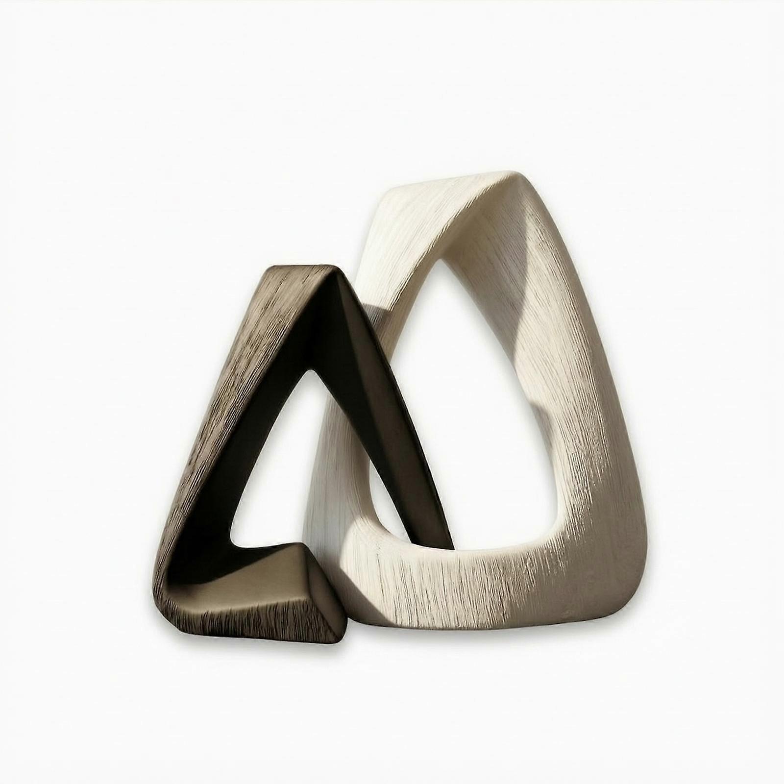 Sculpture with Interlocking Loops Matte Ceramic Sculpture Textured Tabletop