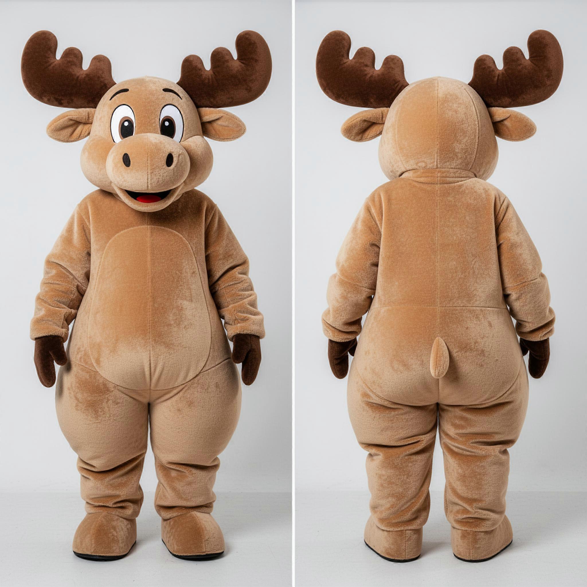 MASTICOT Velvety Tan Cartoon Moose Mascot