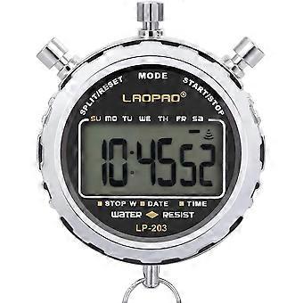 Metal Sport Stopwatch, 2 Memories 1/100 Seconds Precision