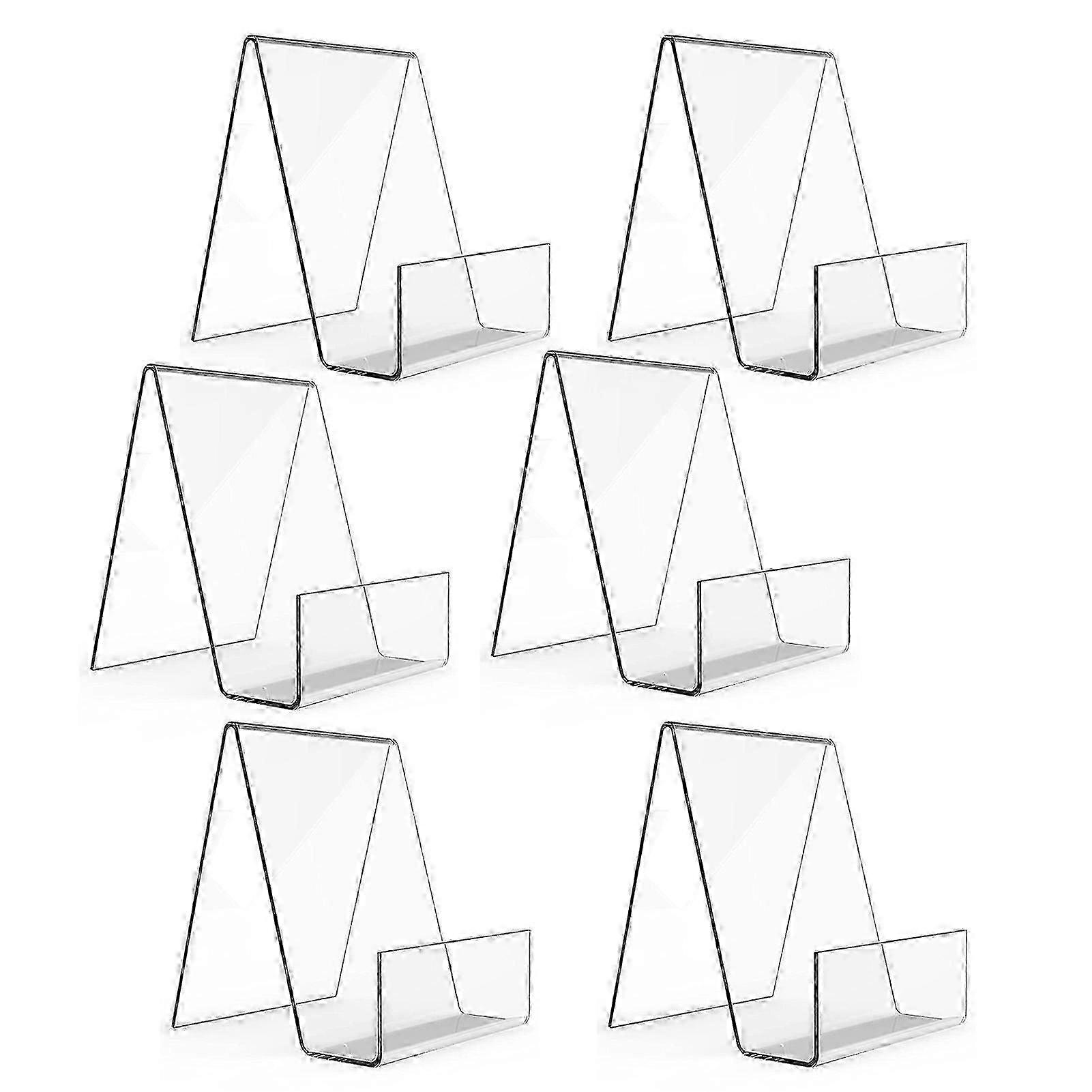 6 Pack Acrylic Book Stand Clear Easel Triangular Support Multi-functional Transparent Display Holder