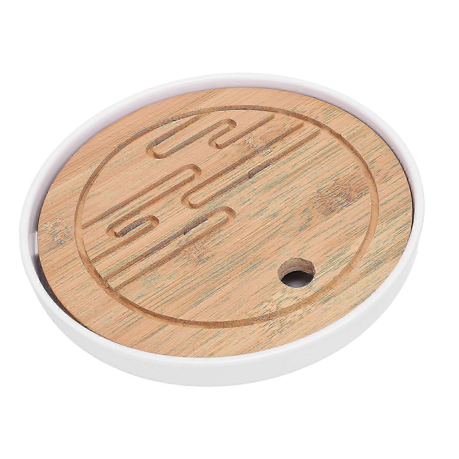 Round Compact Tea Tray Water Drainage