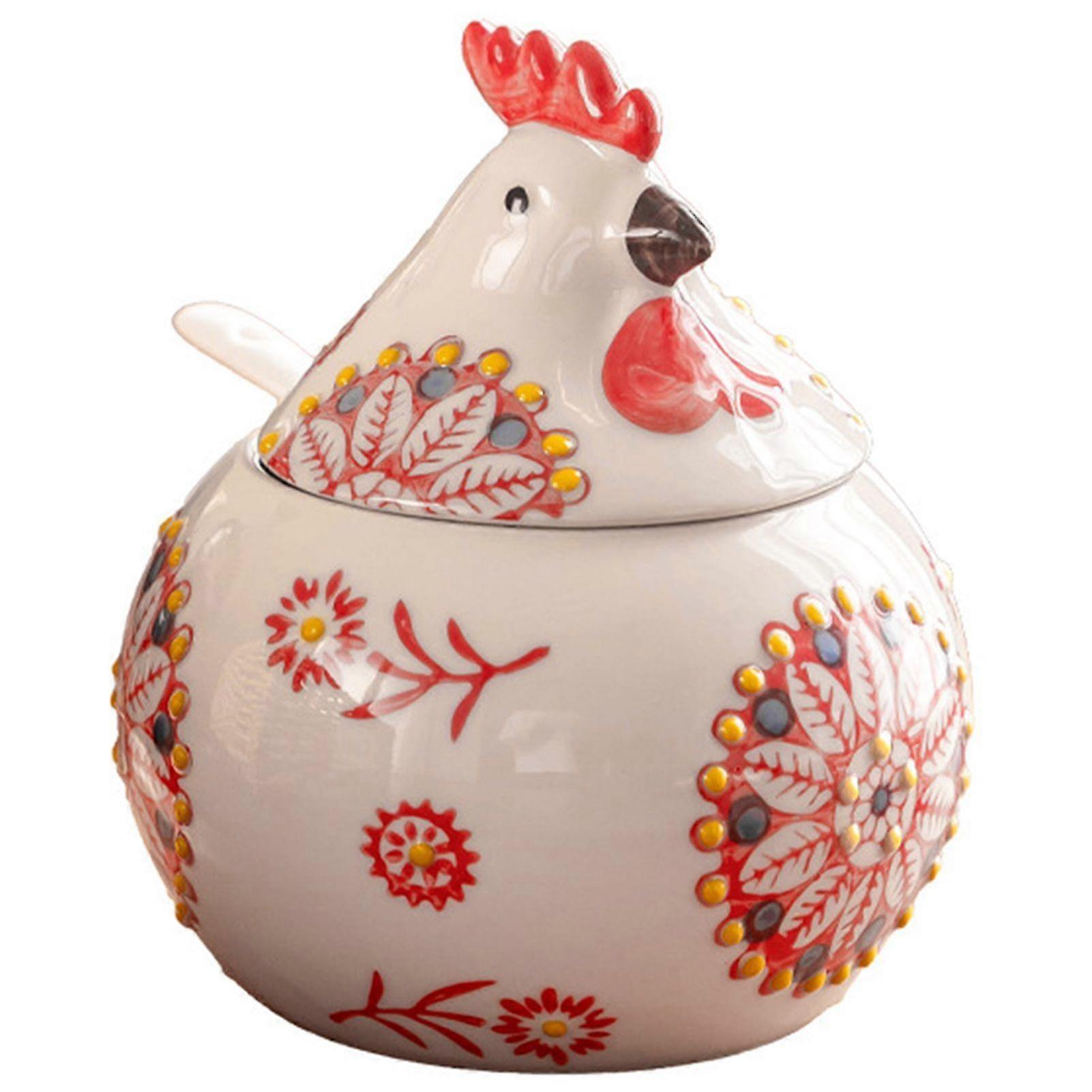 Red Chicken Ceramic Salt Pot