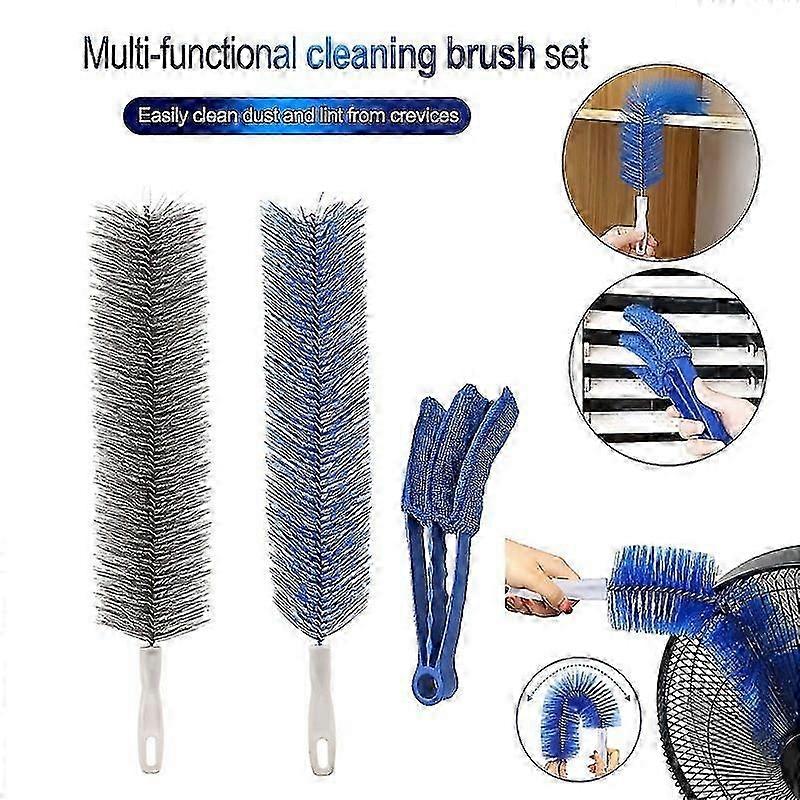 3 Piece Multifunctional Cleaning Brush Set Dusting Brushes Gap Clip