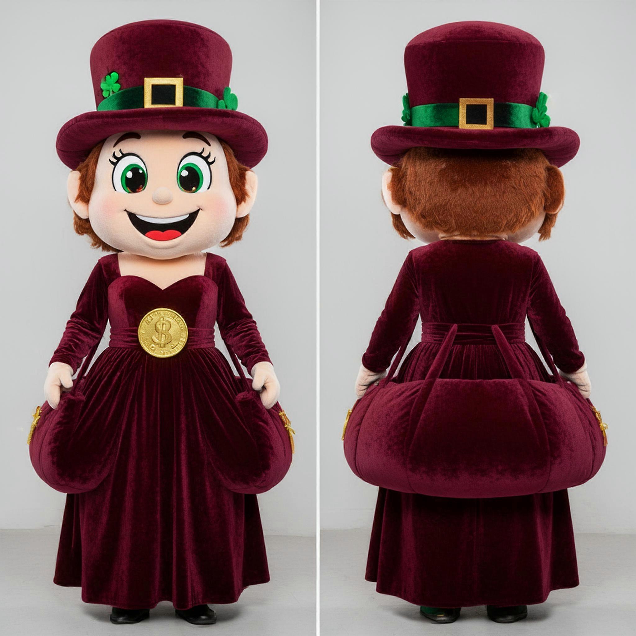 MASTICOT Maroon Broad Shouldered Leprechaun Hat Mascot