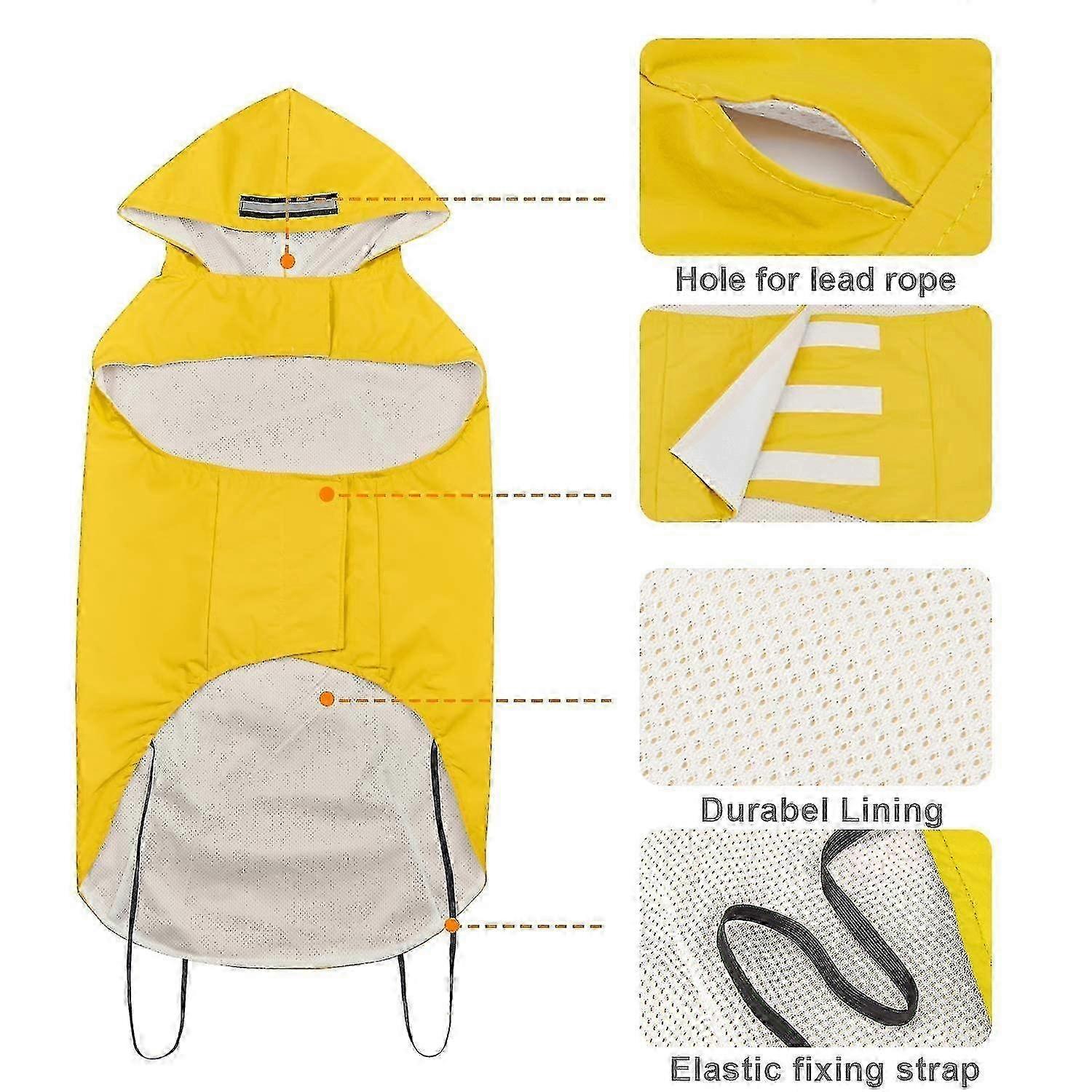 Reflective Hooded Dog Raincoat Lightweight