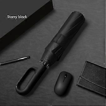 Heavy Duty Automatic Folding Umbrella, 10-Rib Windproof Compact Design, Ergonomic Handle, Full Auto Open Close for Travel Commuting