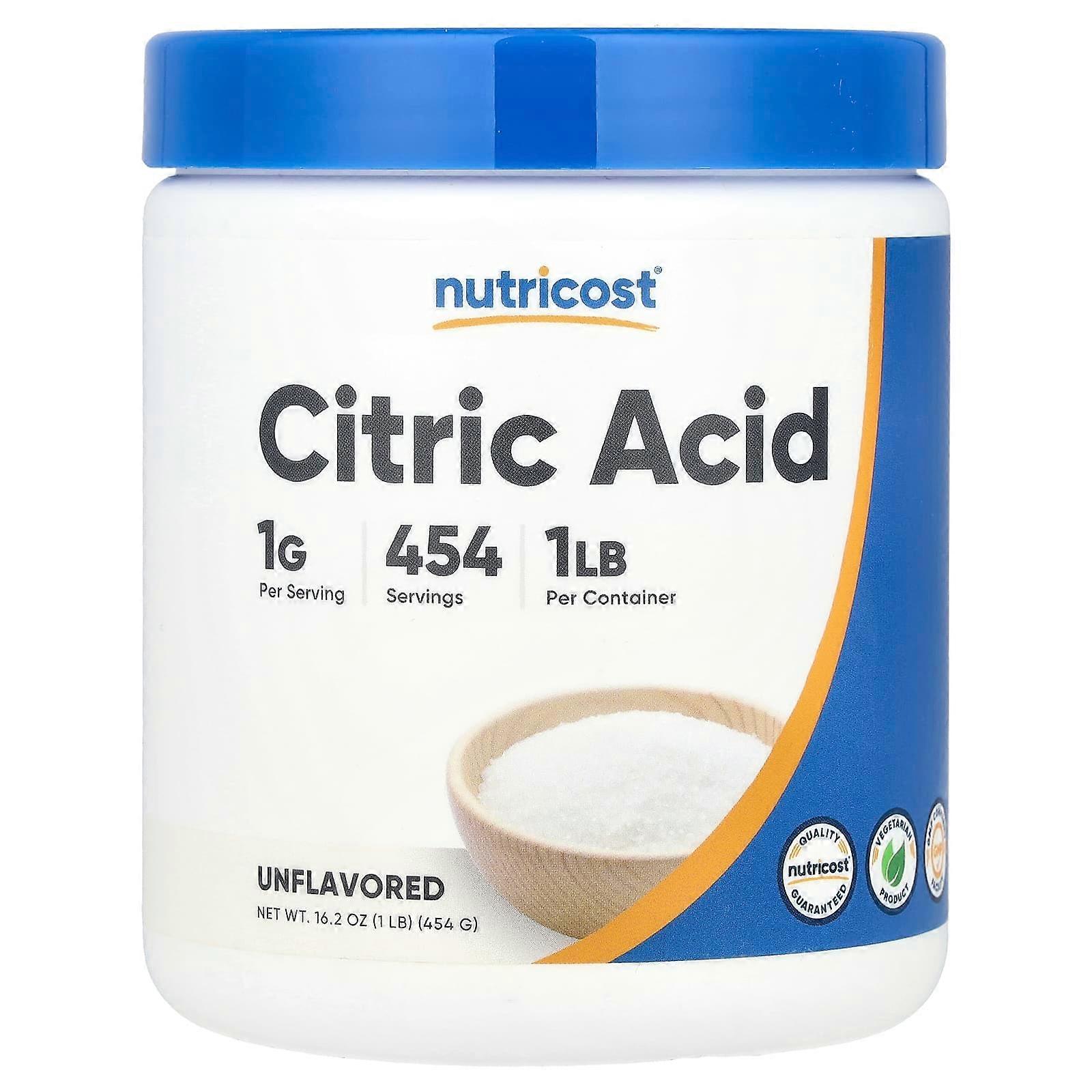 Nutricost, citroenzuur, ongeflavoreerd, 454 g (16,2 oz)
