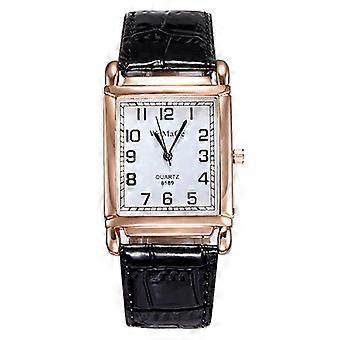 Dilara Män Kvinnor Mode Faux Läderband Fyrkantig Urtavla Kvarts Analog Armbandsur Prydnadssak
