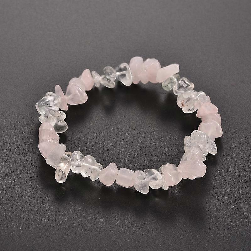 Chips Gemstone Beaded Stretch Bracelets Rose Quartz 50mm
