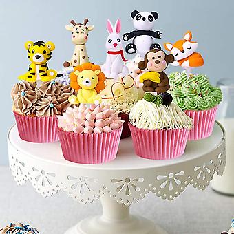 Décorations Gateau Animaux Jungle - Toppers Cupcakes Lion Singe Girafe Pour Anniversaire
