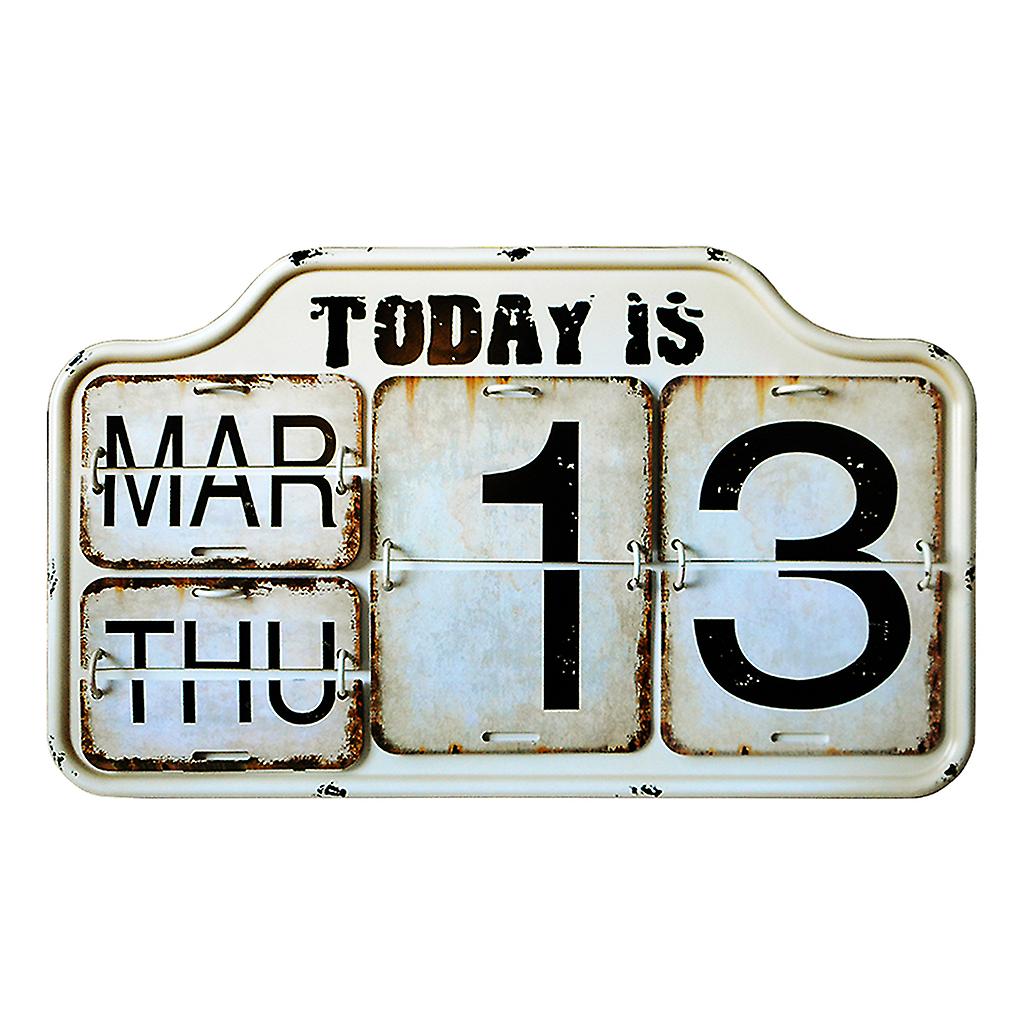 Easily Adjusted Perpetual Standing Calendar Home Office Desk Rustic Decoration