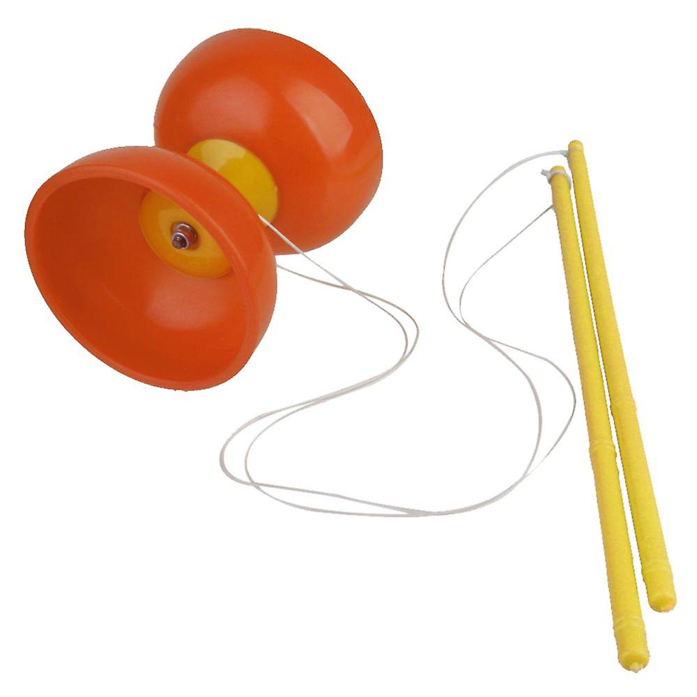 Plactic Diabolo With Sticks And Chain Juggling Toy Orange