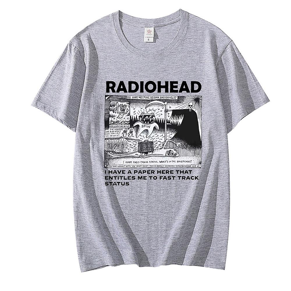 NEU Radiohead Kaus Tur Amerika Utara Kaus Konser Pria Wanita Ukuran UE Kaus Lengan Pendek Katun Murni Hitam Kaus Hip Hop
