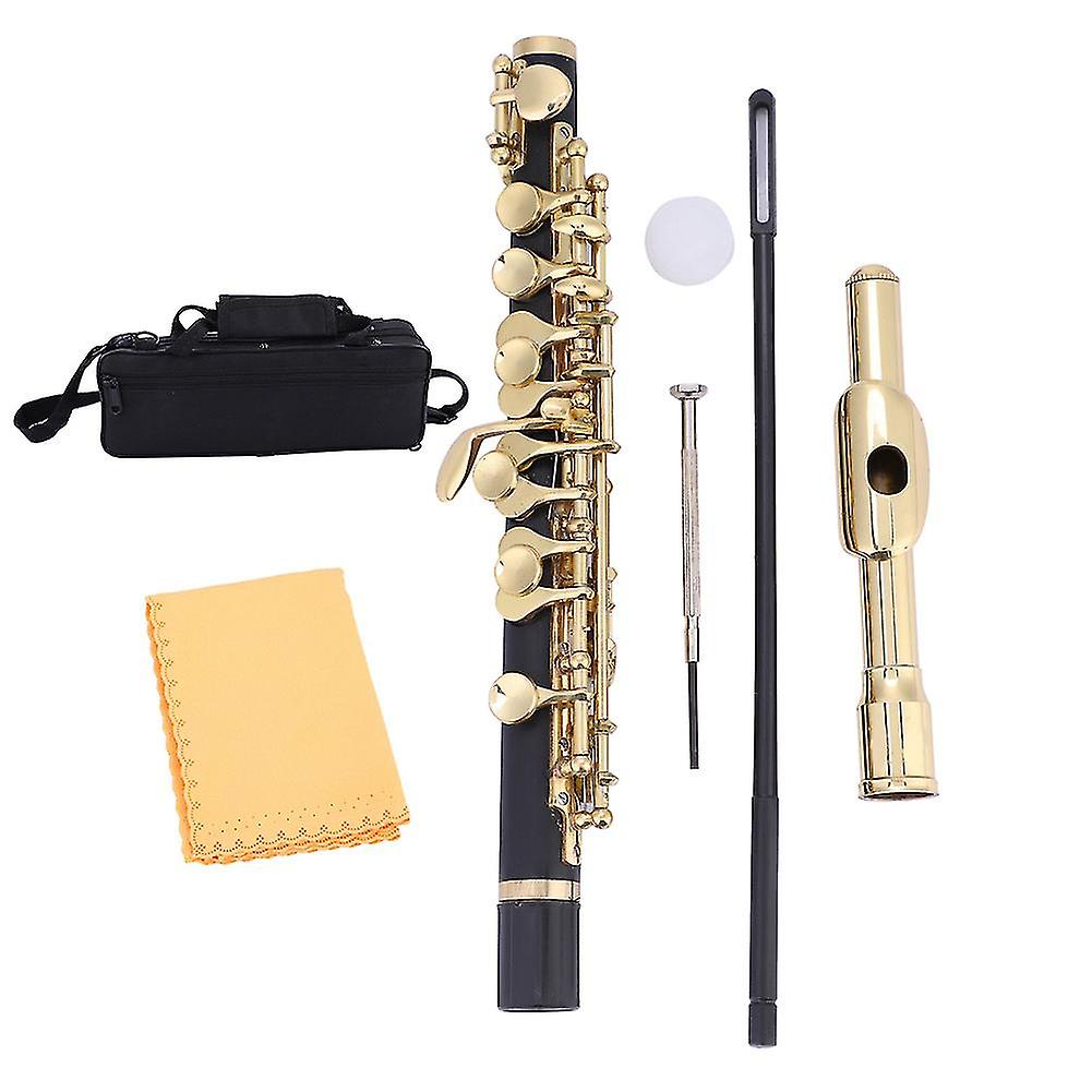 Piccolo Ottavino Half Size Flute Plated C Key Tone With Padded Box Case (golden)