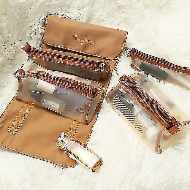 女性の化粧品バッグ折りたたみ式旅行主催者ハンギングナイロンメッシュ分離可能なトイレタリーポーチロープ収納メイクアップバッグ