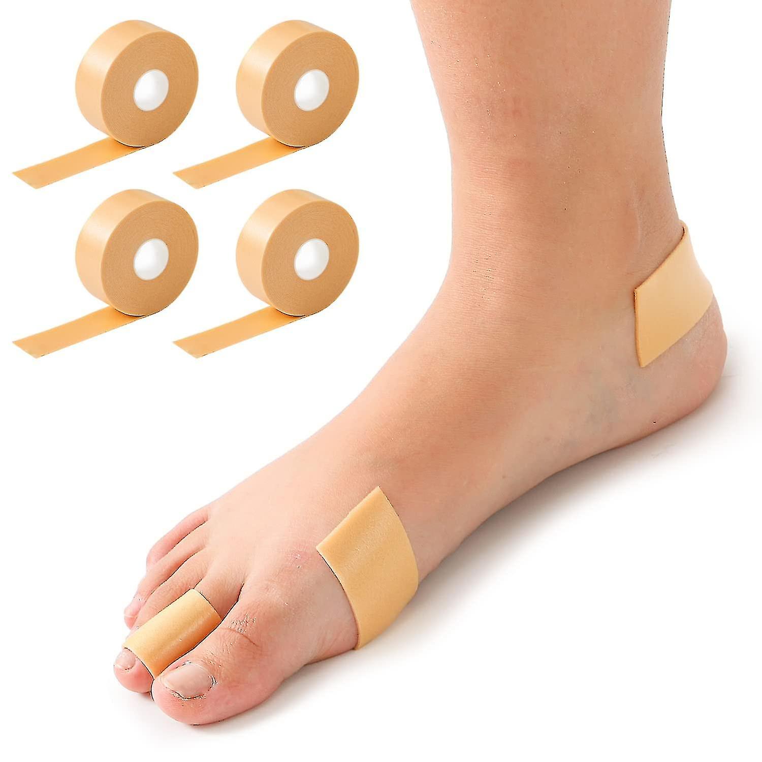 Adhesive Blister Tape Pads, 4 Rolls Blister Bandages Patches For Friction On Feet, Toes, Hands, Shoes, Hiking