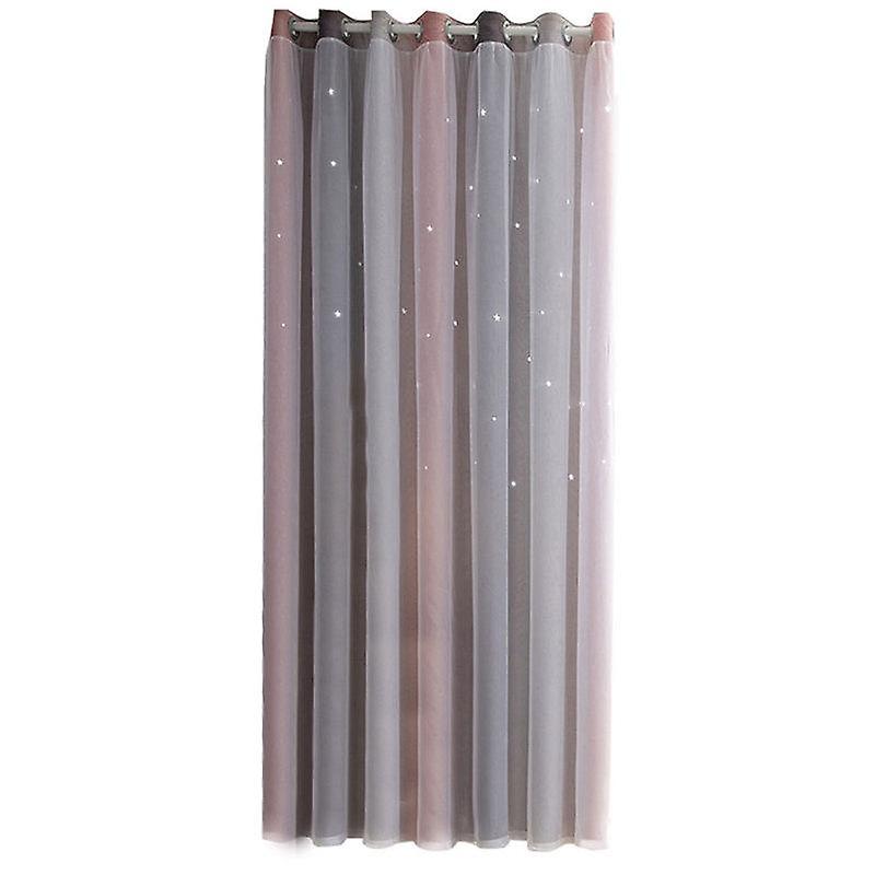 1Pc Gradient Hollow Star Double Layer Light Heat Insulation Bedroom Curtain