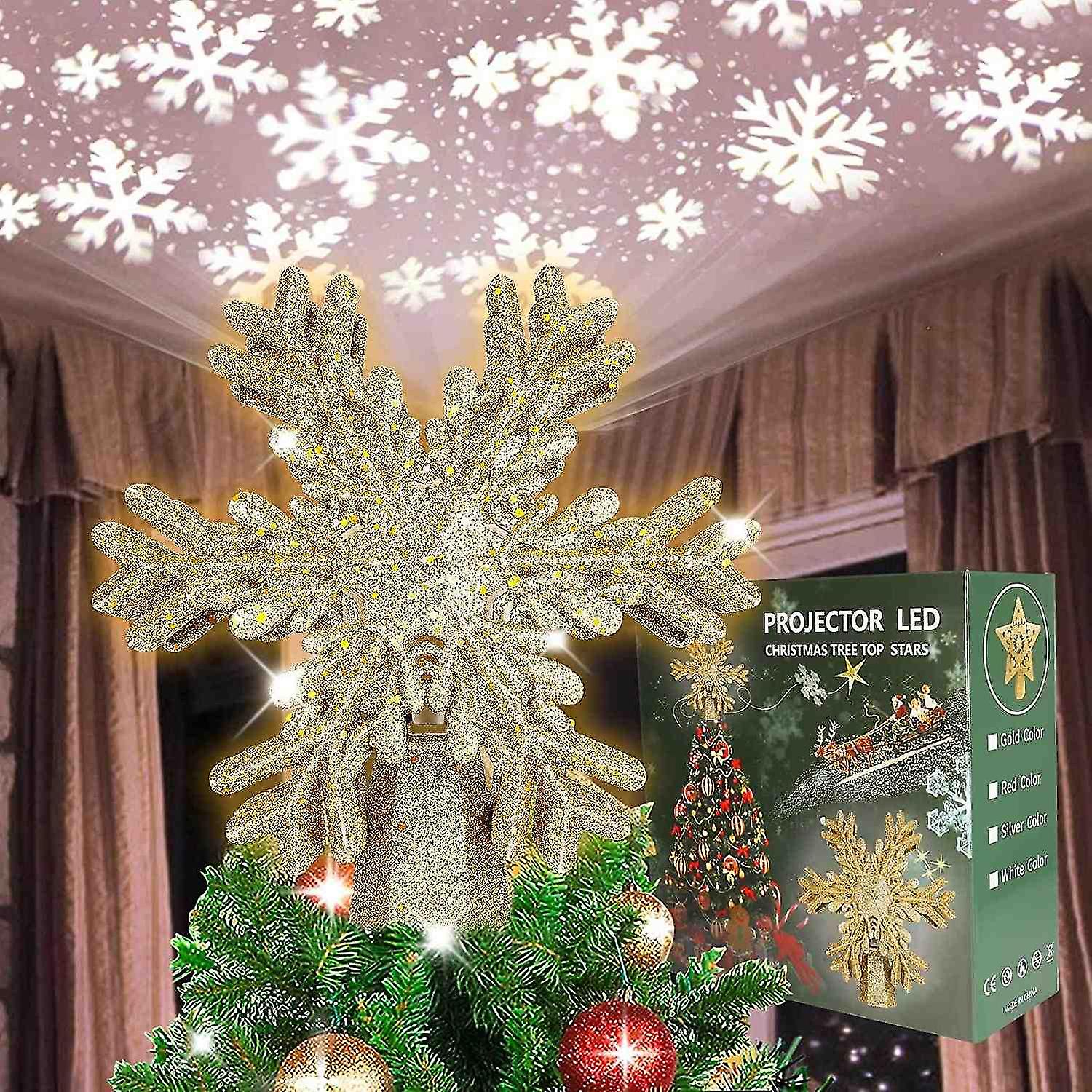 Glitter Christmas Tree Topper - Led Decoration (gold)
