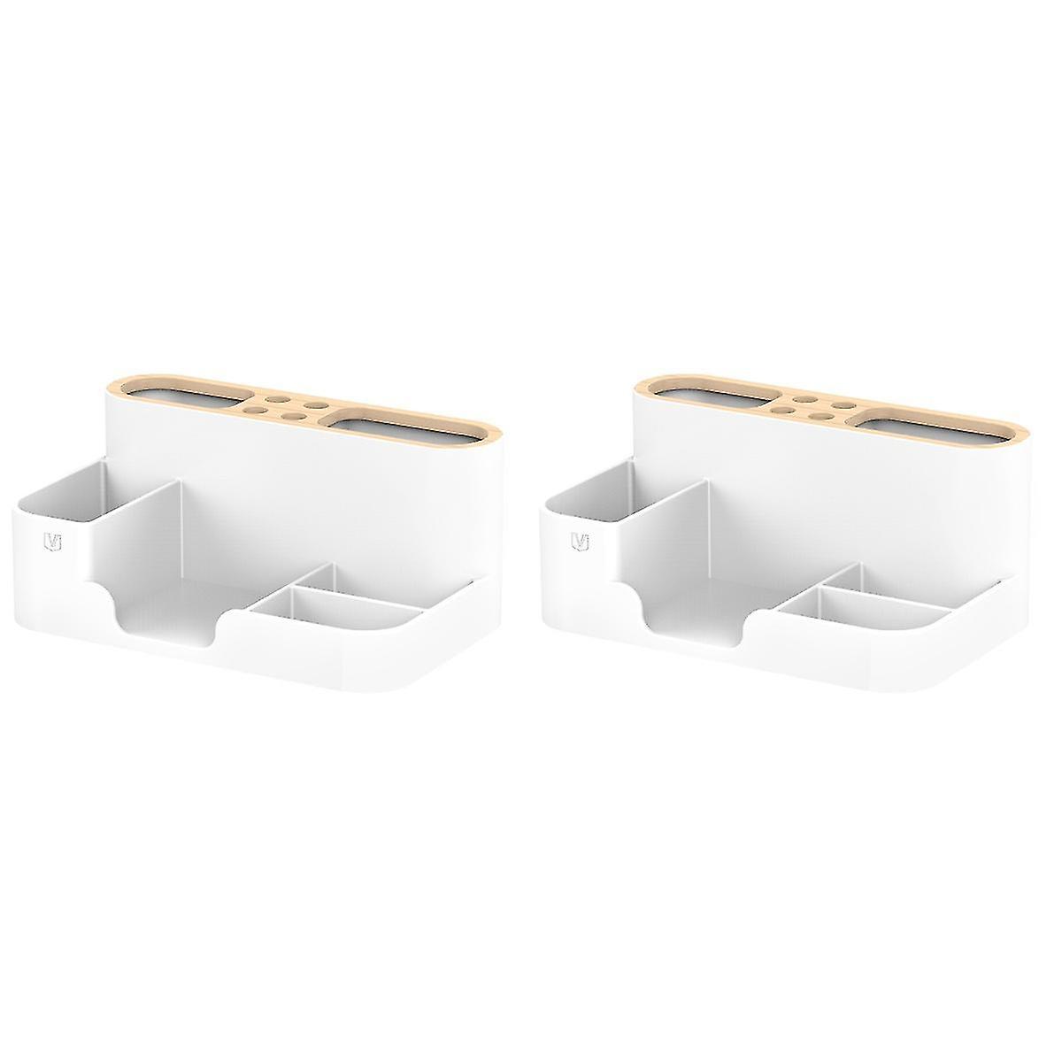 2 Pcs Pen Container Practical Desktop Storage Box Multi-functional Storage Bucket