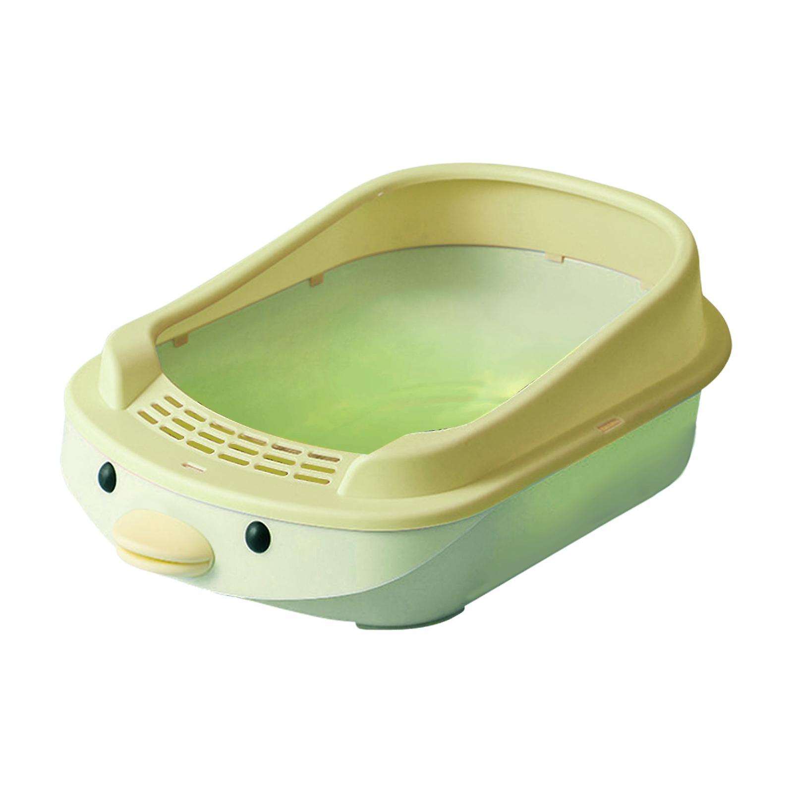 Portable Open Cats Litter Tray Stain Resistant Open Top Kittens Litter Pan Green