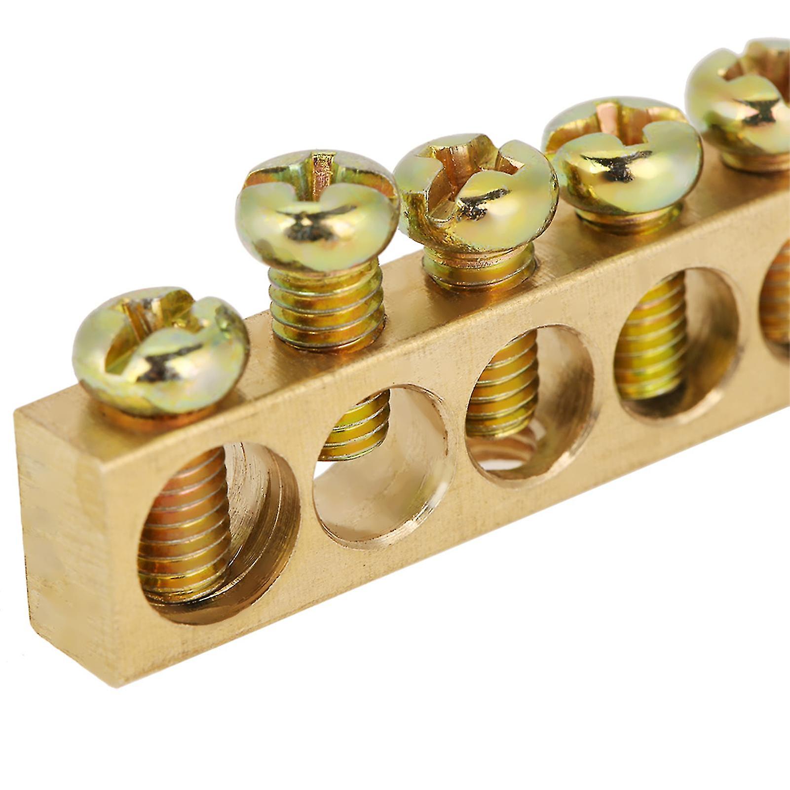 10 Pcs 10 Hole Electrical Distribution Wire Screw Terminals, Brass Ground and Neutral Bar