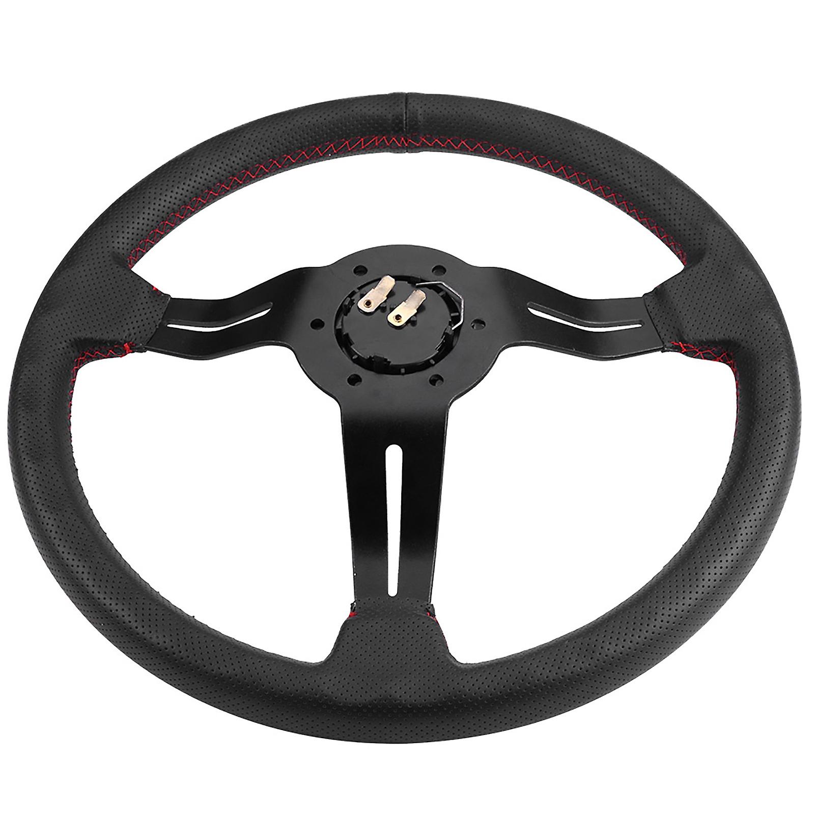350mm/14in Black Perforated Leather Aluminum Racing Steering Wheel