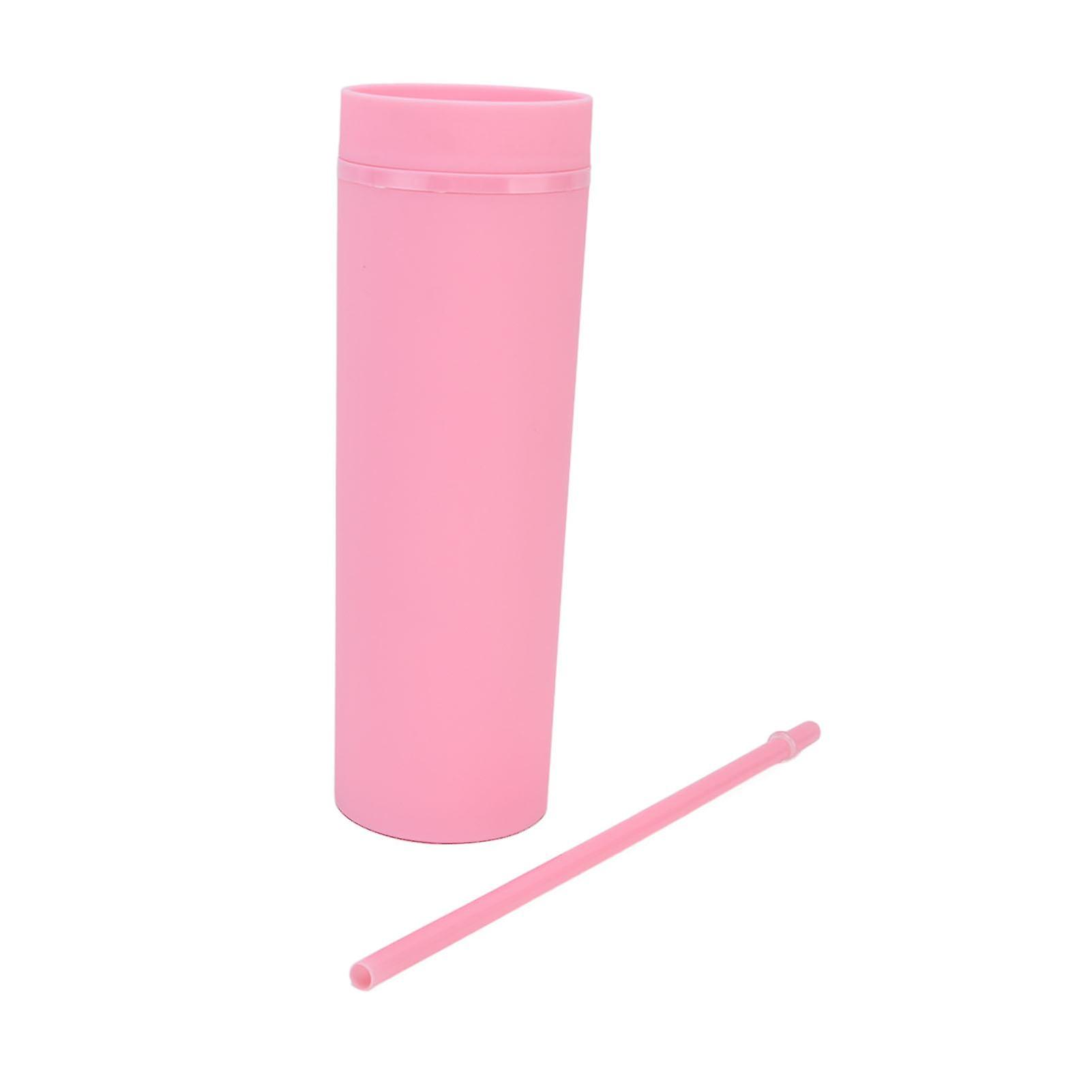 Straw Cup Opaque Plastic Drinking Cup with Lid 16oz Lightweight Reusable Cylindrical Design for Gym Use