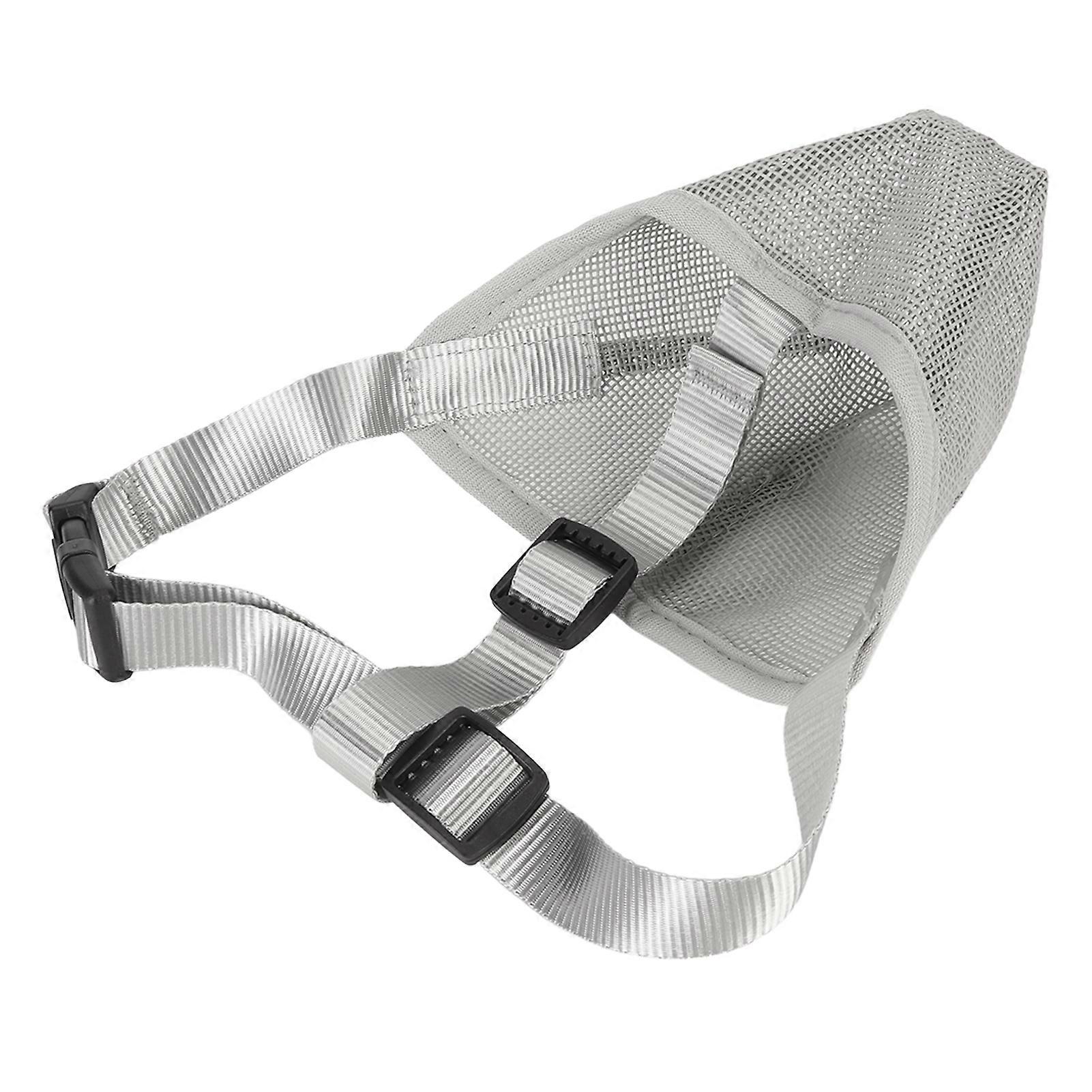 Dog Muzzle Breathable Adjustable Prevent Biting Chewing Pet Mesh Muzzle for Outdoor Training Gray S 