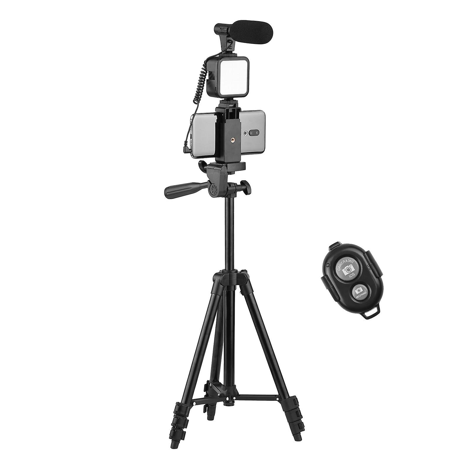 Andoer Phone Vlog Video Kit with Height Adjustable Tripod Phone Holder with Cold Shoe Microphone